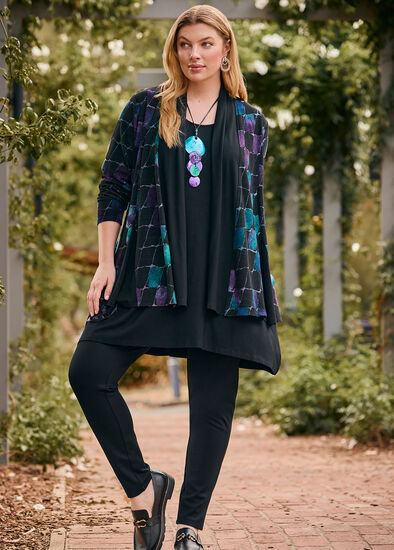 Plus Size Spliced Burnout Cardigan
