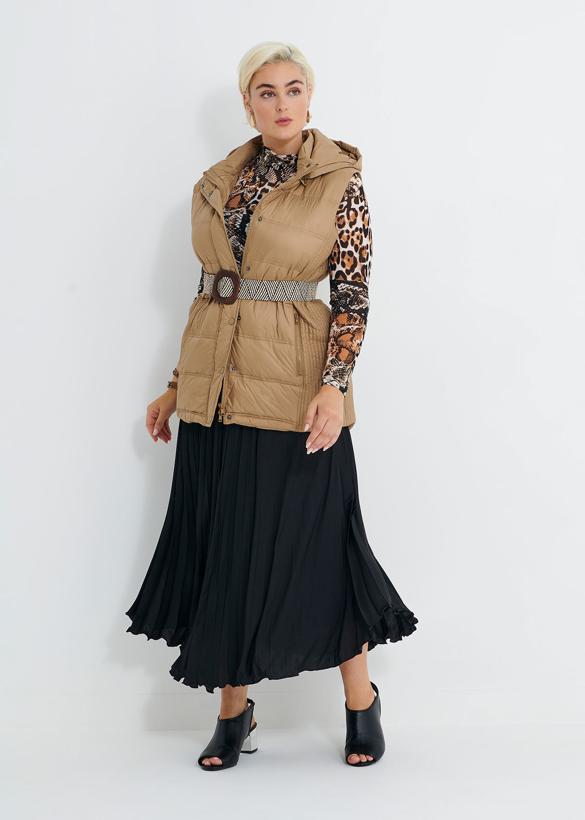 Shop Plus Size Sunray Pleat Skirt in Black Taking Shape UK