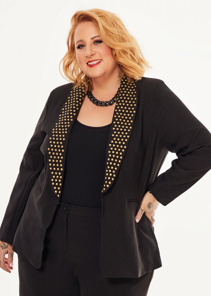 Stud Detail Blazer, , hi-res