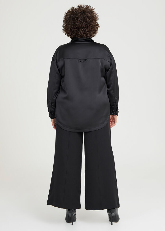 Shop Plus Size Embellished Satin Shirt in Black | Sizes 12-30 | Taking ...