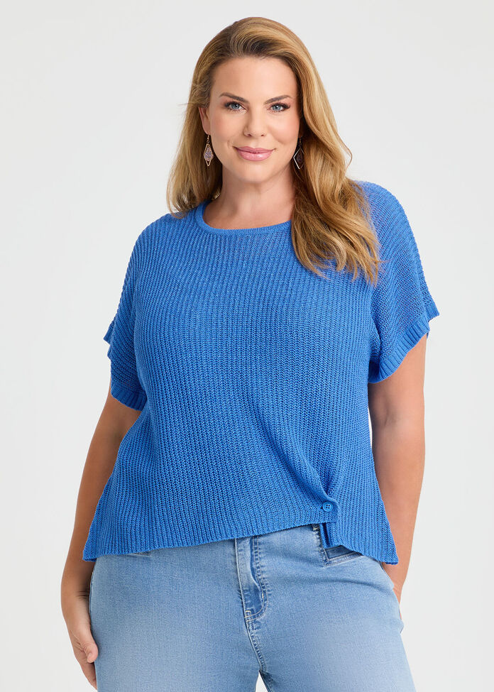 Scoop Neck Drape Knit Top, , hi-res