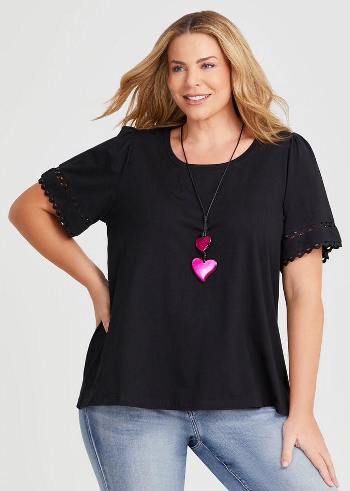 Cotton Ric Rac Trim T-shirt, , hi-res