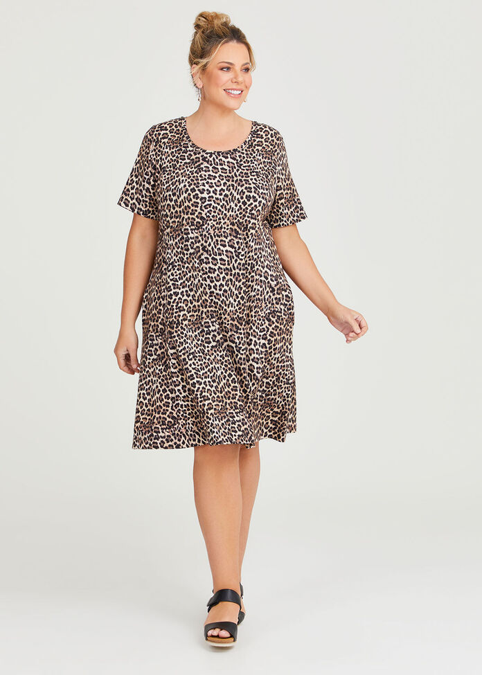 Cotton Animal A-line Dress, , hi-res