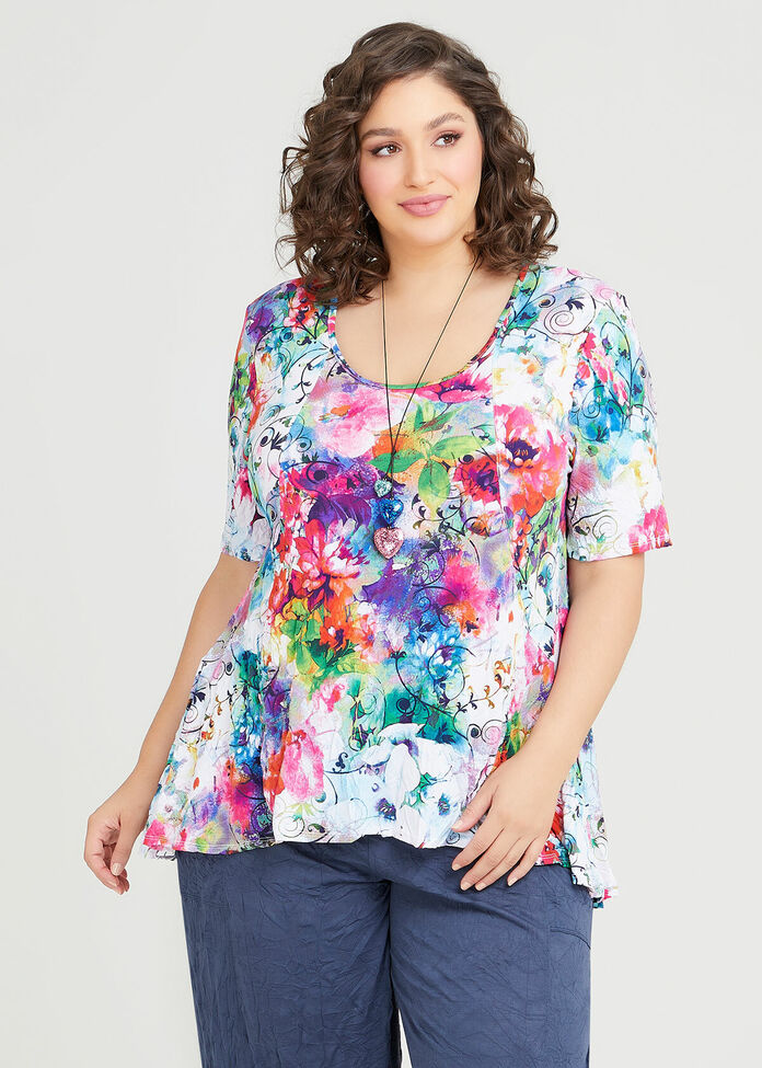 Shop Plus Size Abstract Floral Peplum Top in Multi | Sizes 12-30 ...