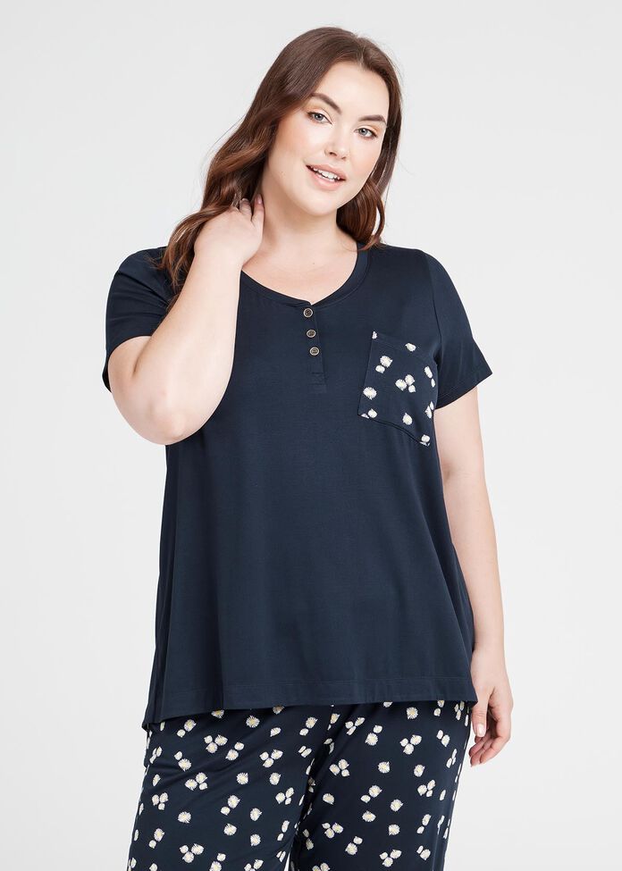 Bamboo Daisy Pyjama Top, , hi-res