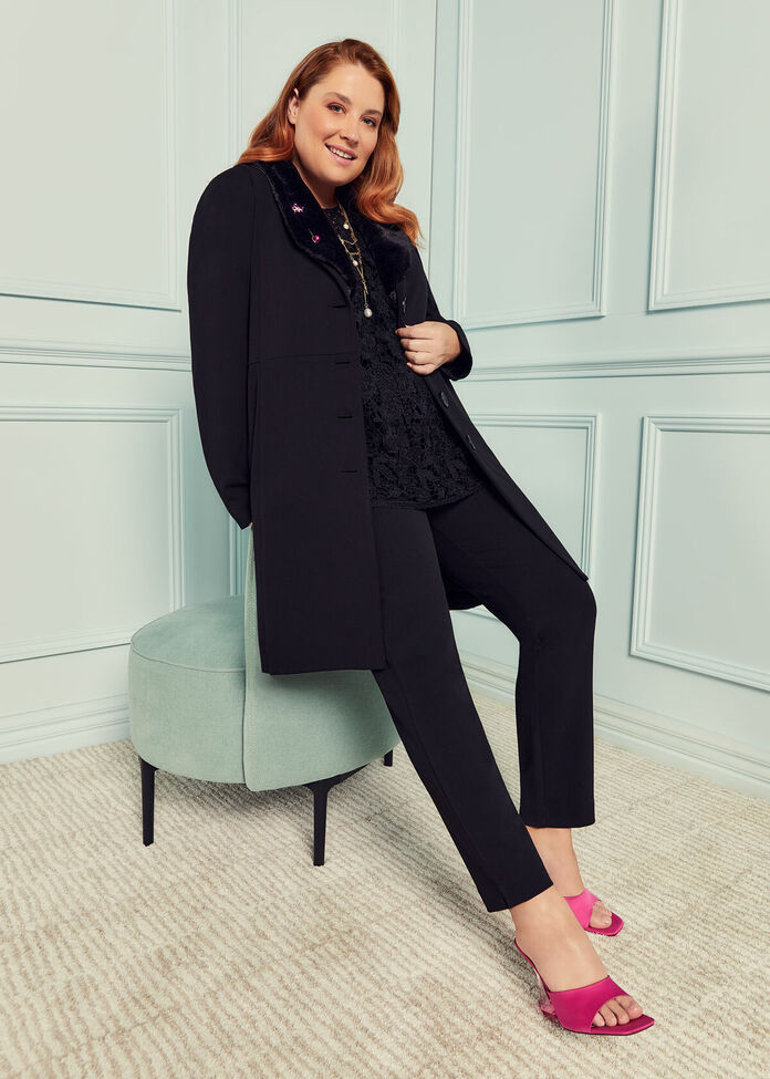 Alexandra Fur Collar Coat, , hi-res