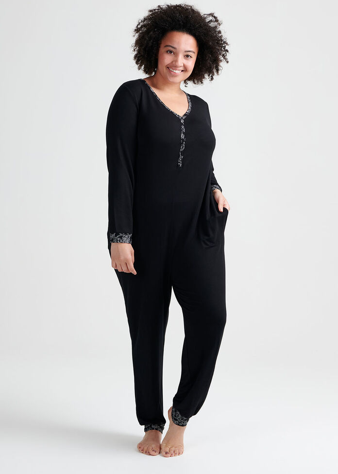 Black Bamboo Lounge Onesie, , hi-res