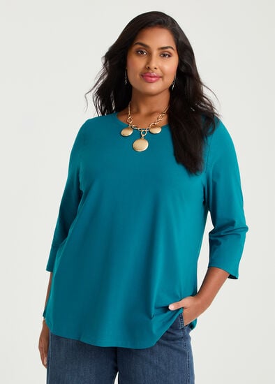 Plus Size Good Earth Australian Cotton 3/4 Sleeve T-Shirt