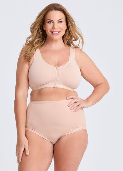 Plus Size Cotton Front Opening Zip Bra