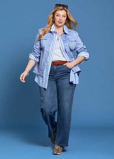 Plus Size Cotton Sculpting Wide Leg Jean