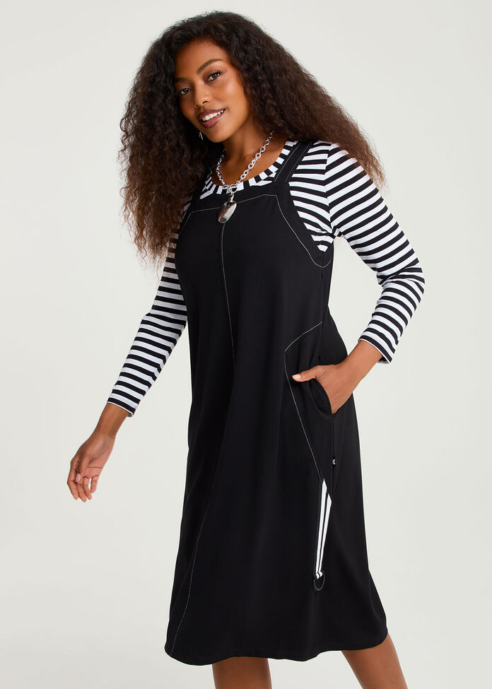 Ponte Stitch Pinafore Dress, , hi-res