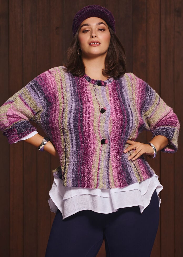 Wool Blend Ombre Knit Cardigan, , hi-res
