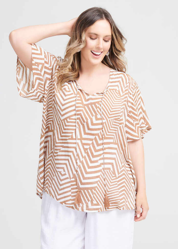 Natural Tribal Print Top, , hi-res