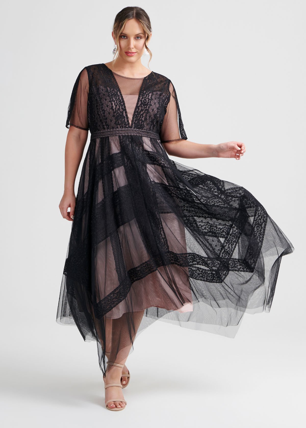 Shop Plus Size Serena Lace Cocktail Dress in Black Taking Shape NZ