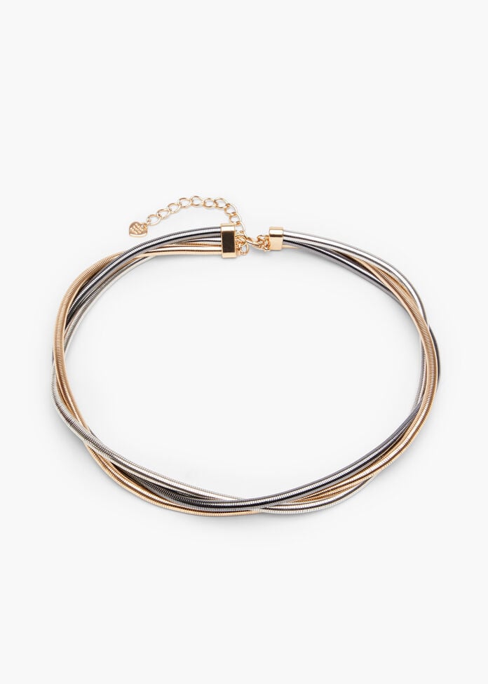 Two Tone Choker Necklace, , hi-res