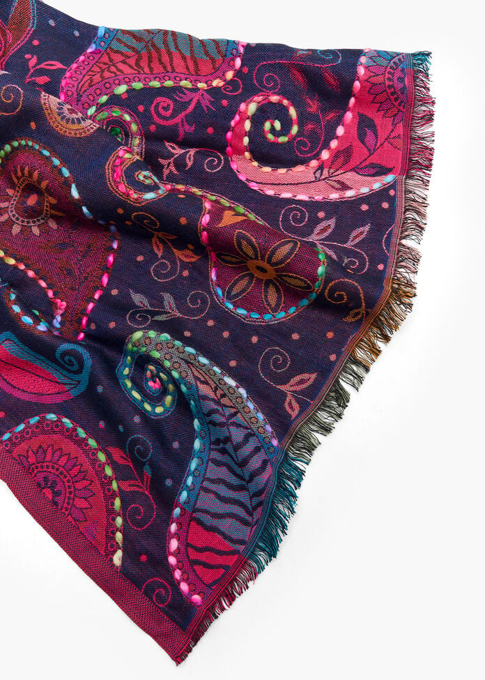 Paisley Embroidered Scarf, , hi-res