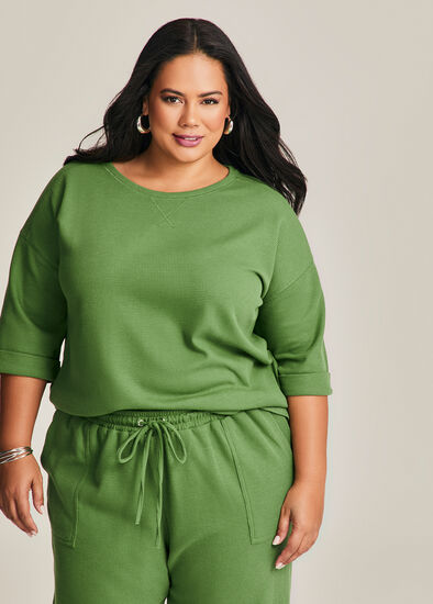 Plus Size Waffle Crew Neck Top