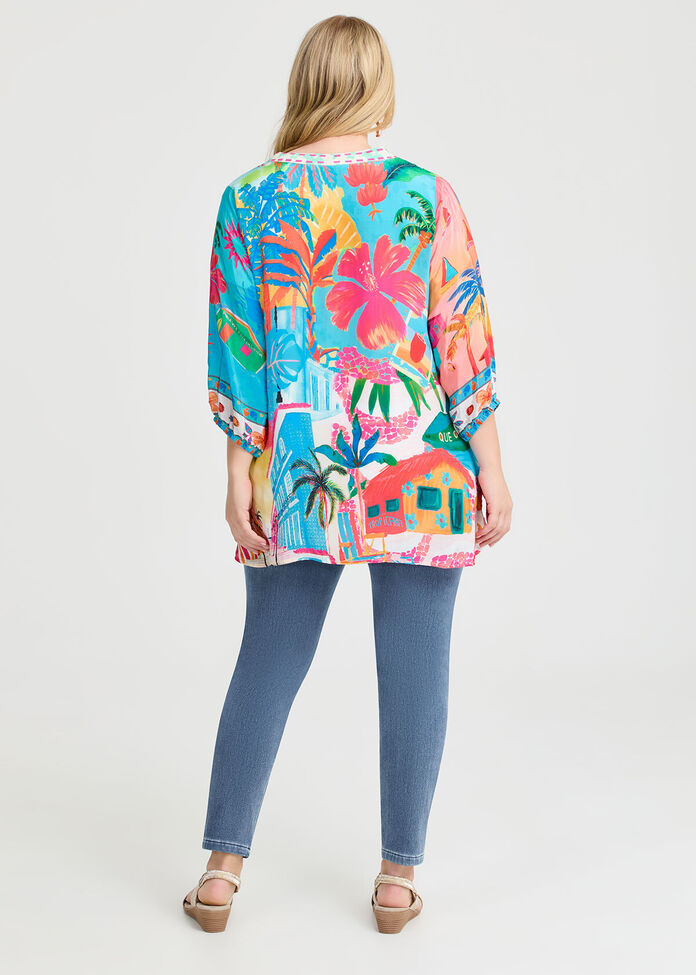 Natural Tropicana Button Top, , hi-res