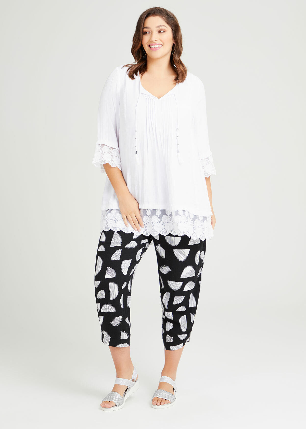 Shop Spot Twist Natural Crop Trouser 
