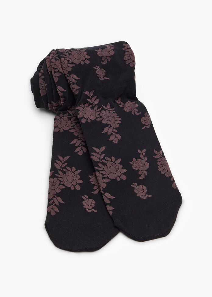 50 Denier Floral Jacquard Tights, , hi-res