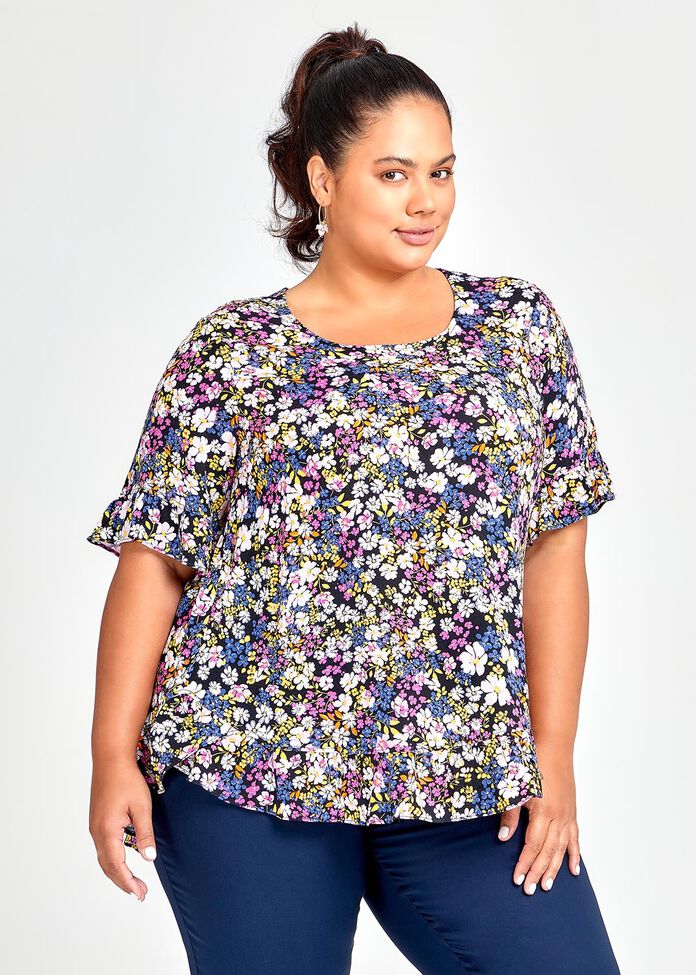 Natural Gigi Floral Top, , hi-res