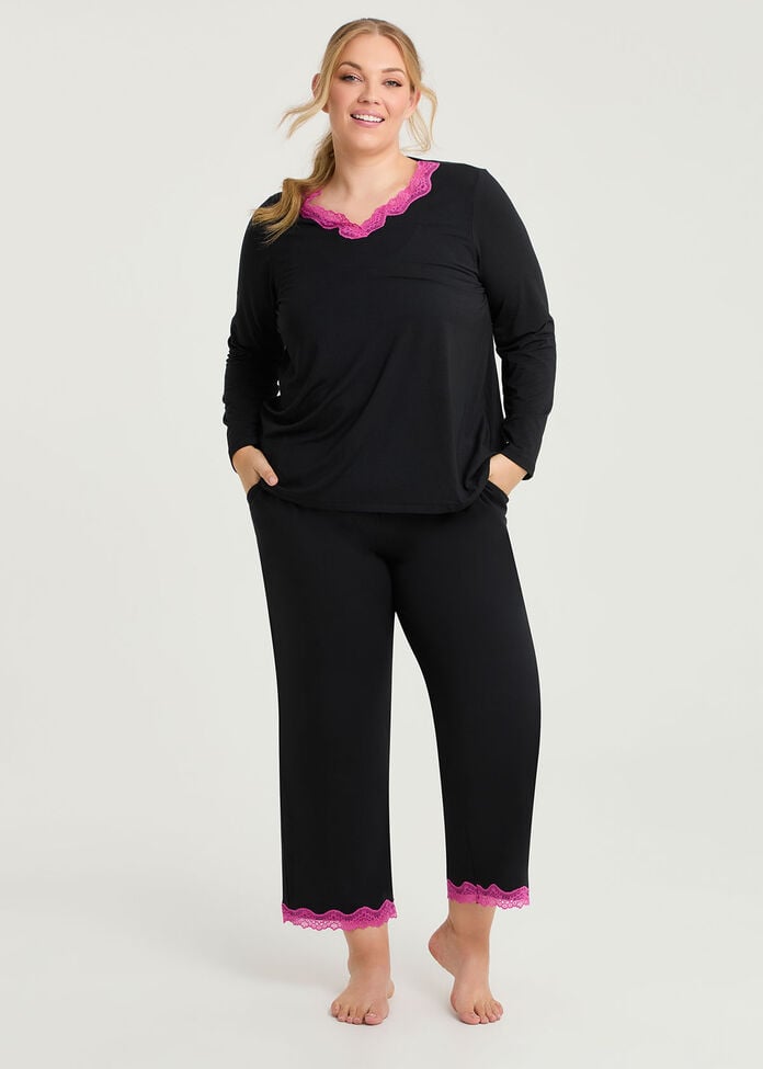 Modal Lace Trim Pyjama Pant, , hi-res