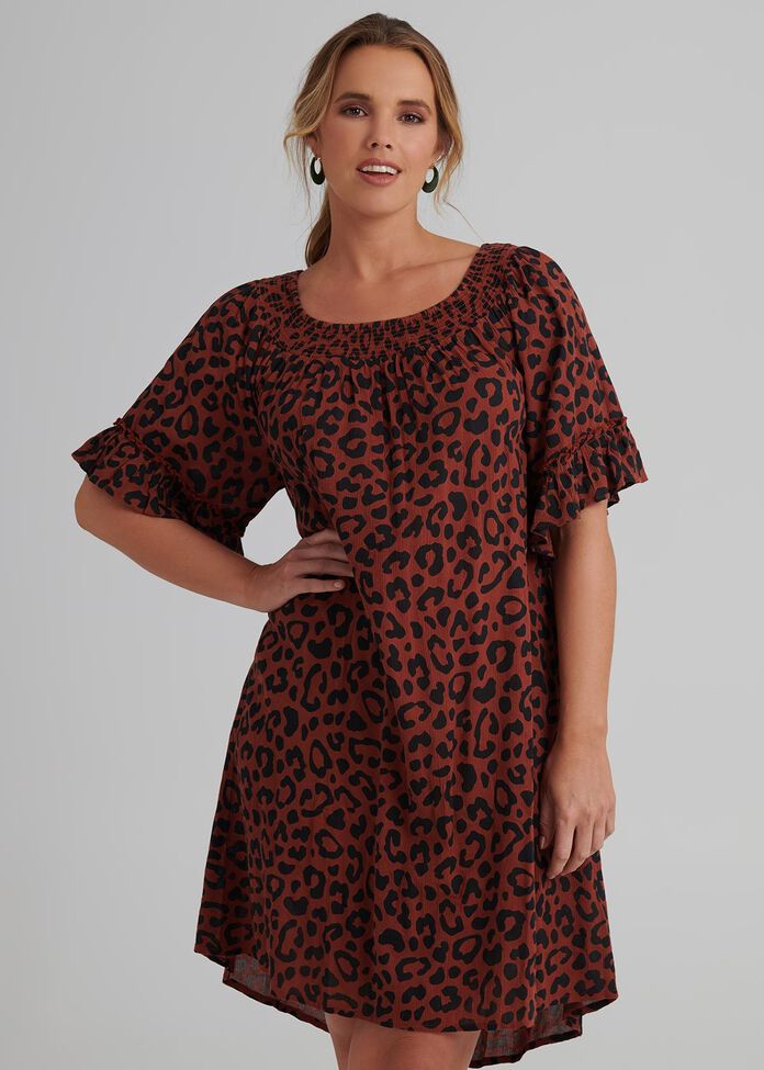 Earthy Leopard Dress, , hi-res
