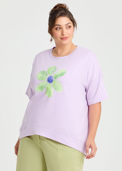 Plus Size Cotton Flower Sweatshirt