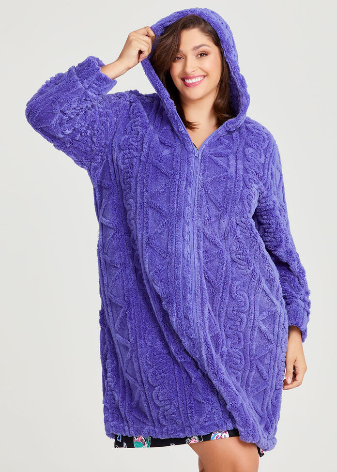 Shop Plus Size Plush Hooded Zip Up Robe, Red | Taking Shape AU