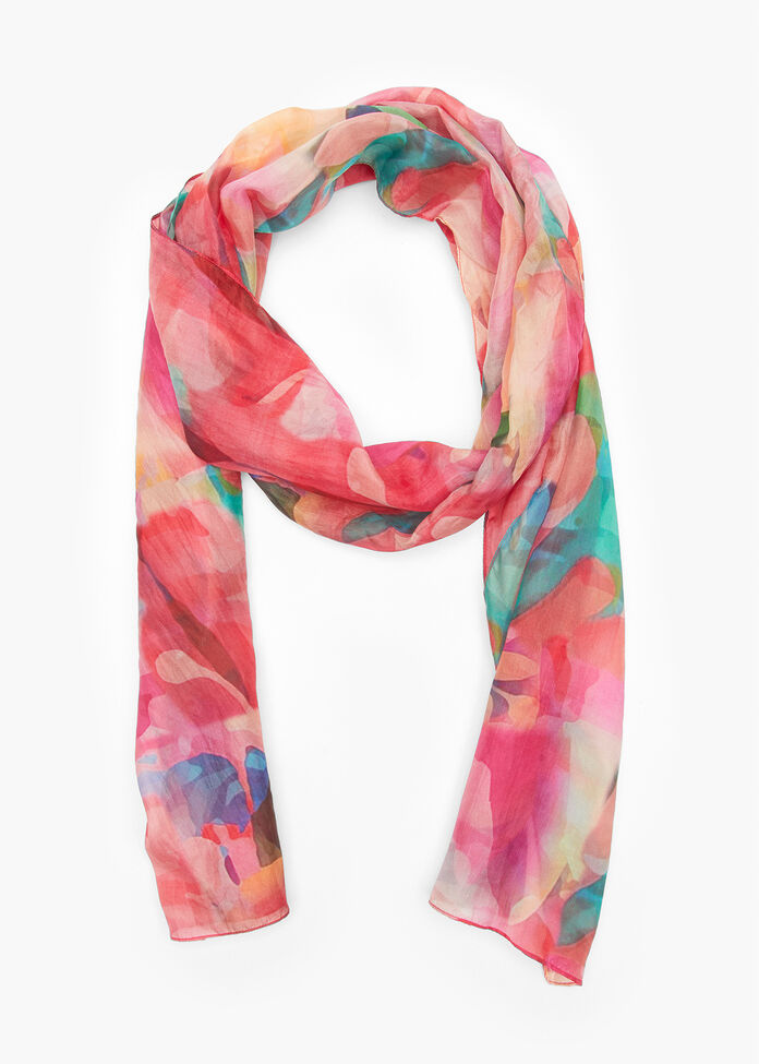 Pretty Floral Silk Scarf, , hi-res