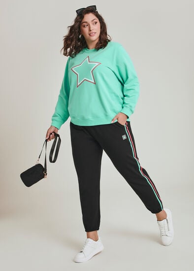 Plus Size Cotton Blend Side Stripe Trackpant