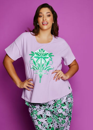 Plus Size Australian Cotton Palm Pyjama Top 