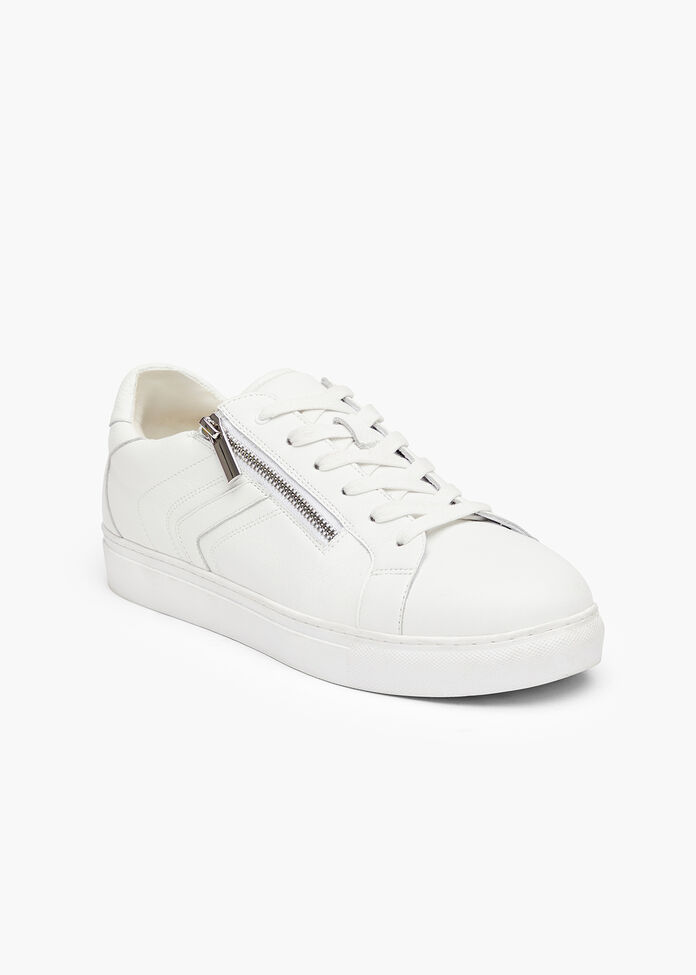 Orthotic Leather Zip Sneaker, , hi-res