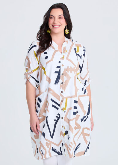 Plus Size Tulip Linen Bamboo Shirt Dress