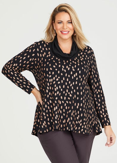 Plus Size Natural Abstract Spot Top