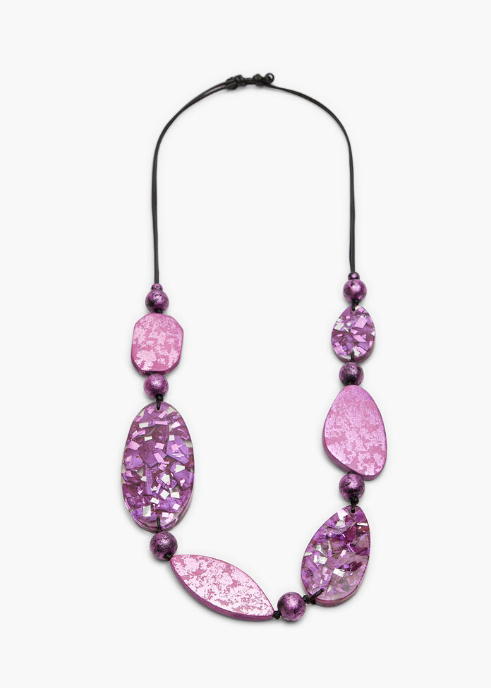 Metallic Foil Statement Necklace, , hi-res