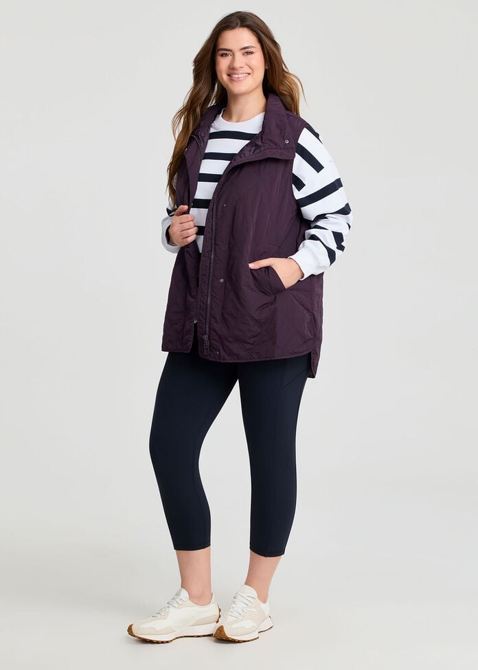 Relaxed Puffer Quilted Vest, , hi-res