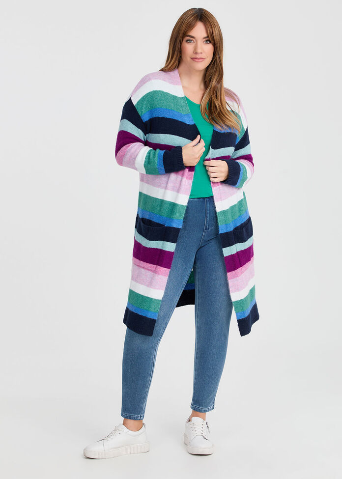 Multi Stripe Hoodie Cardigan -