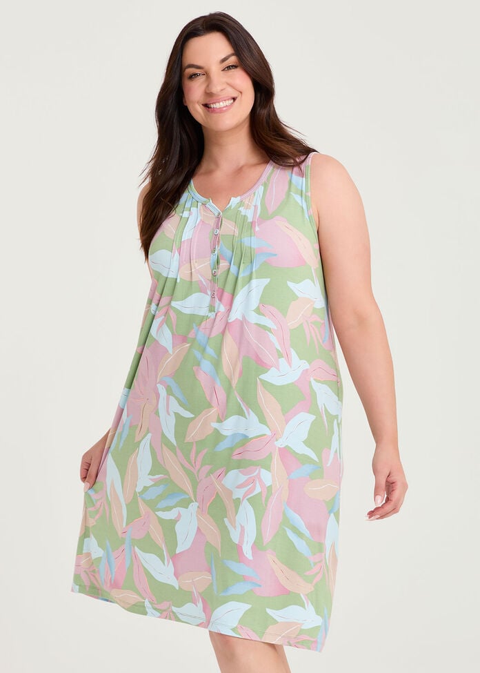 Bamboo Leafy Pyjama Nightie, , hi-res