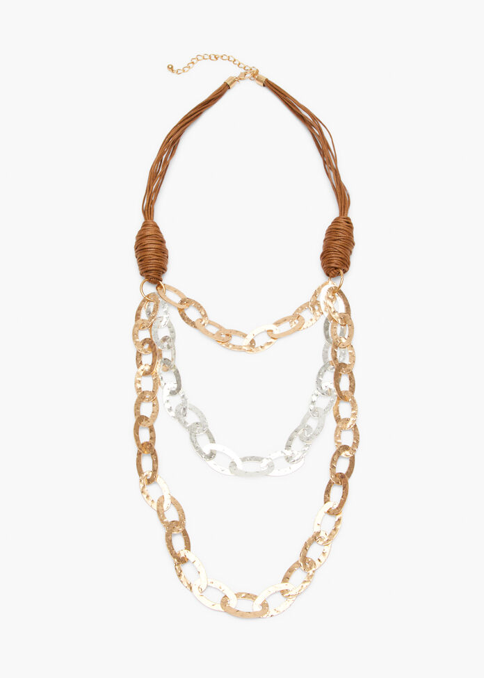Mixed Metal Layered Rope Necklace, , hi-res