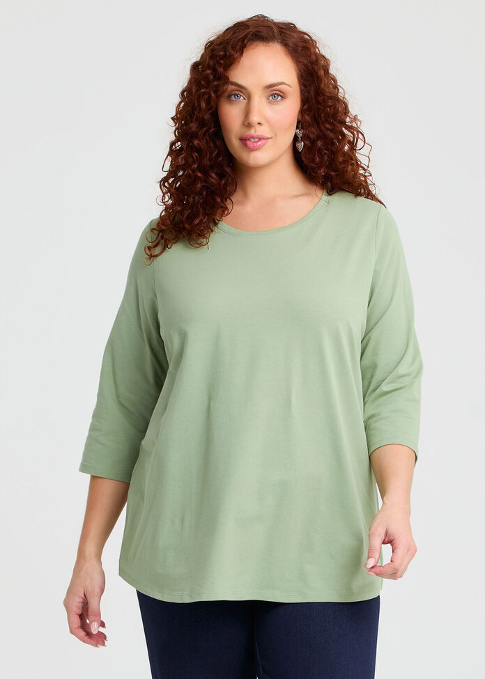 Good Earth Australian Cotton 3/4 T-Shirt, , hi-res