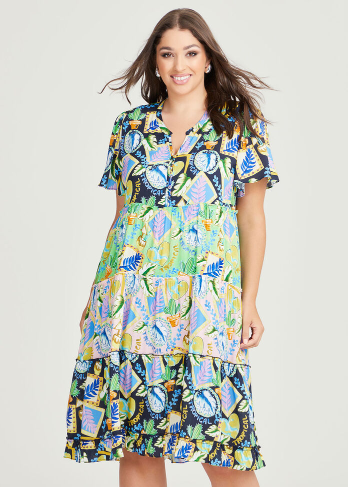 Shop Plus Size Natural Tropical Mix Dress in Multi | Taking Shape AU