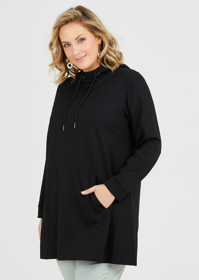 Shop Plus Size Bamboo Ponte Hooded Tunic in Black | Taking Shape AU
