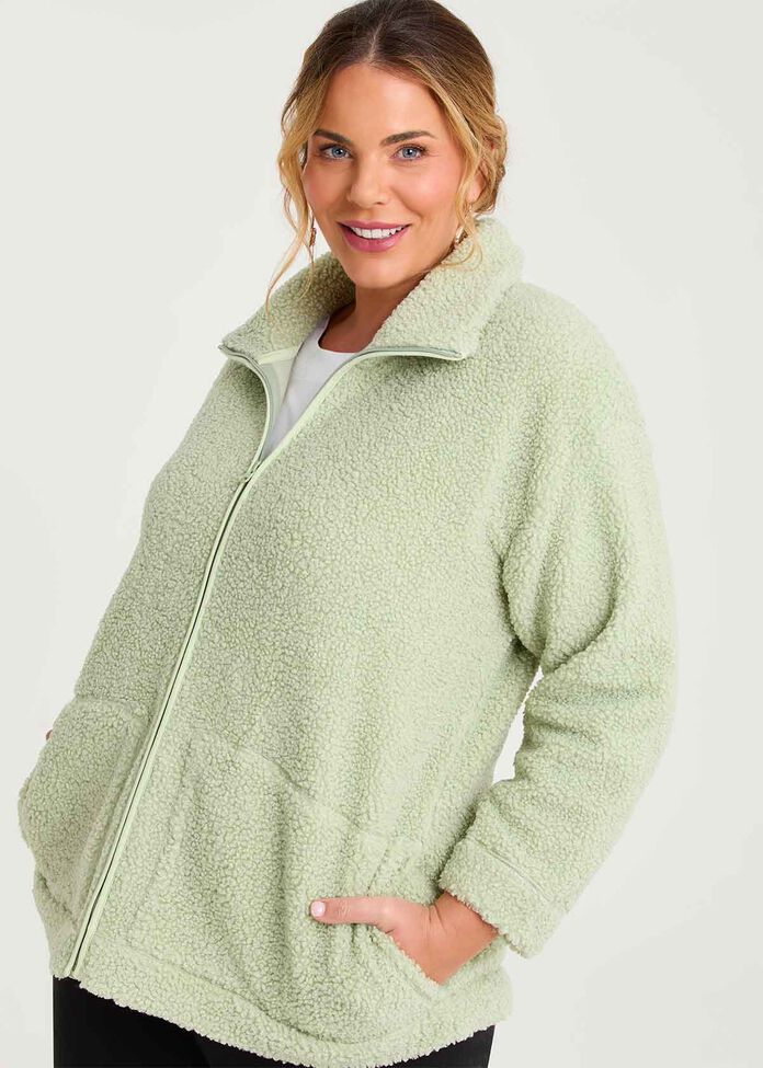 Teddy Zip Through Jacket, , hi-res