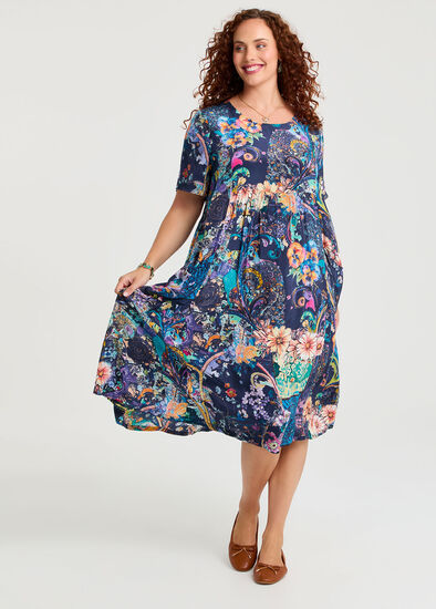 Plus Size Natural Pocket Midi Dress