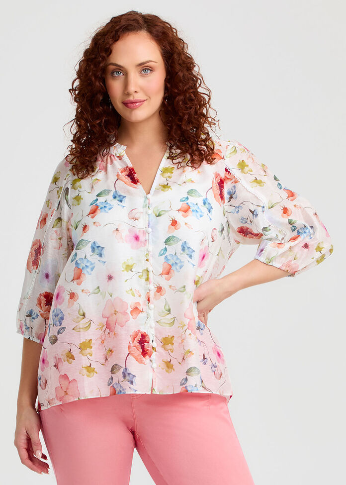 Tencel Blend Delicate Bloom Top, , hi-res