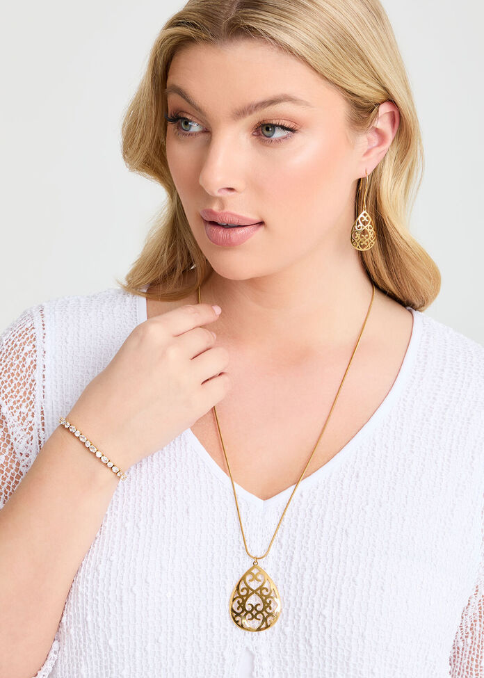 Gold Plated Filigree Earrings, , hi-res