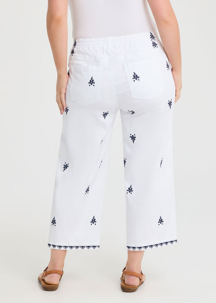 Wide Leg Embroidered Crop Jean, , hi-res