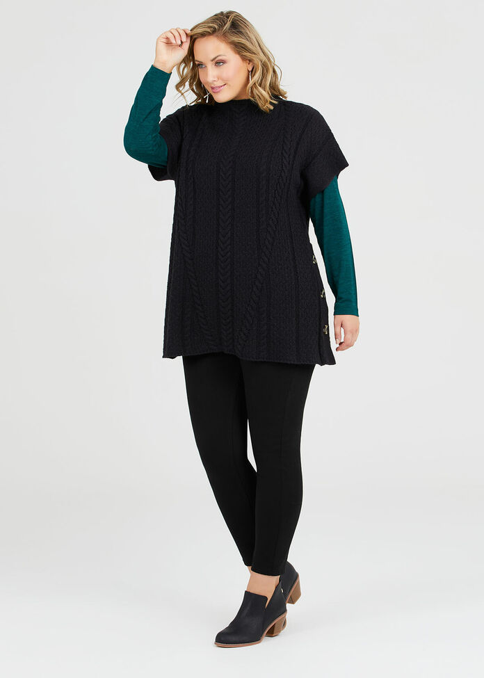 Cable Knit Button Tunic, , hi-res
