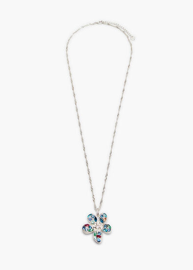 Pave Diamante Flower Necklace